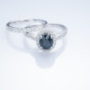 3.10 CTW Rare Unheated "Color Change" Sapphire and Diamond Halo Ring in 18k White Gold