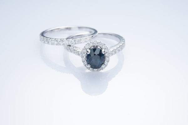 3.10 CTW Rare Unheated "Color Change" Sapphire and Diamond Halo Ring in 18k White Gold