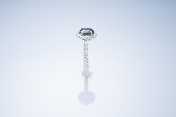 3.10 CTW Rare Unheated "Color Change" Sapphire and Diamond Halo Ring in 18k White Gold - Image 6